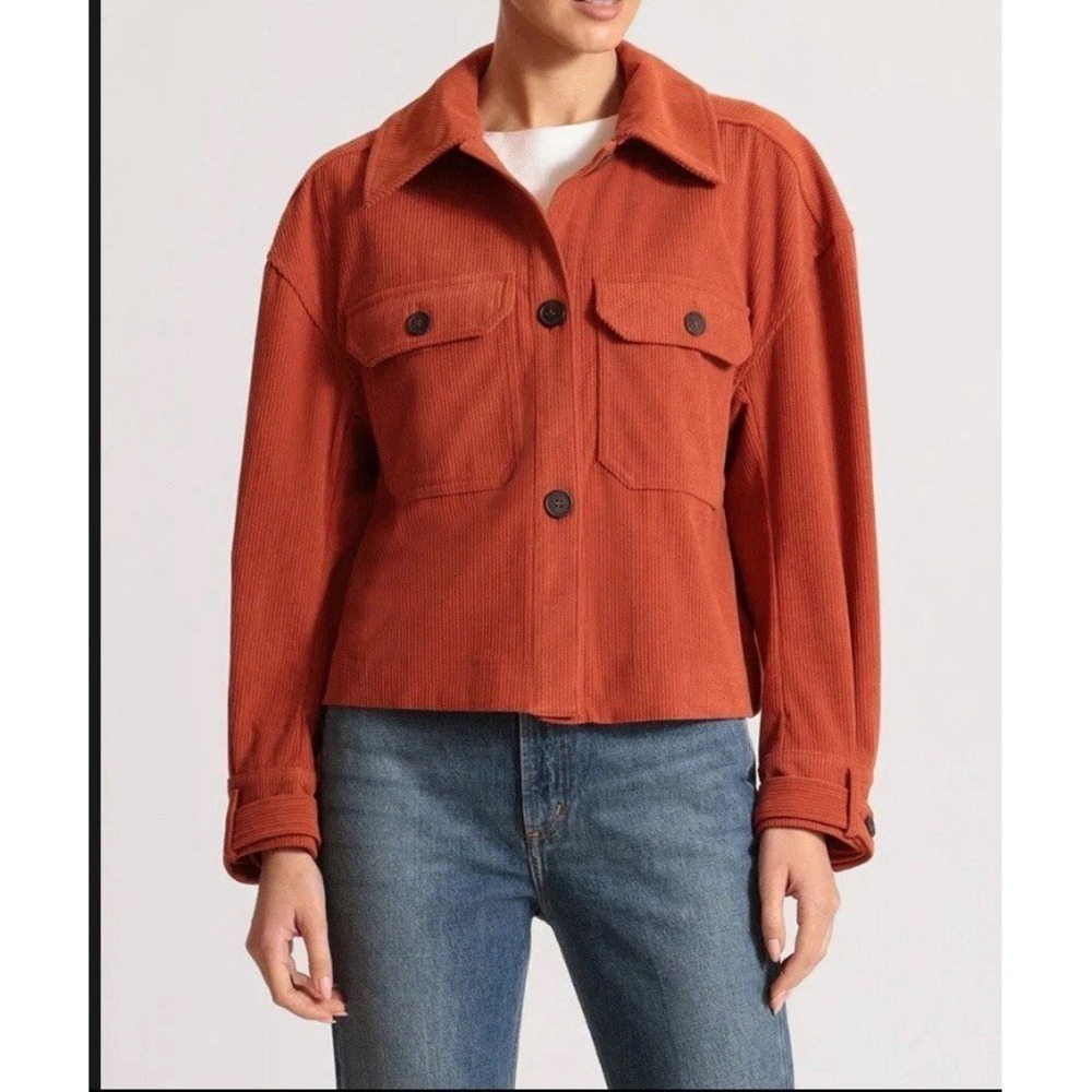 Avec Les Filles Relaxed Corduroy Shacket Jacket Rust Sz Large